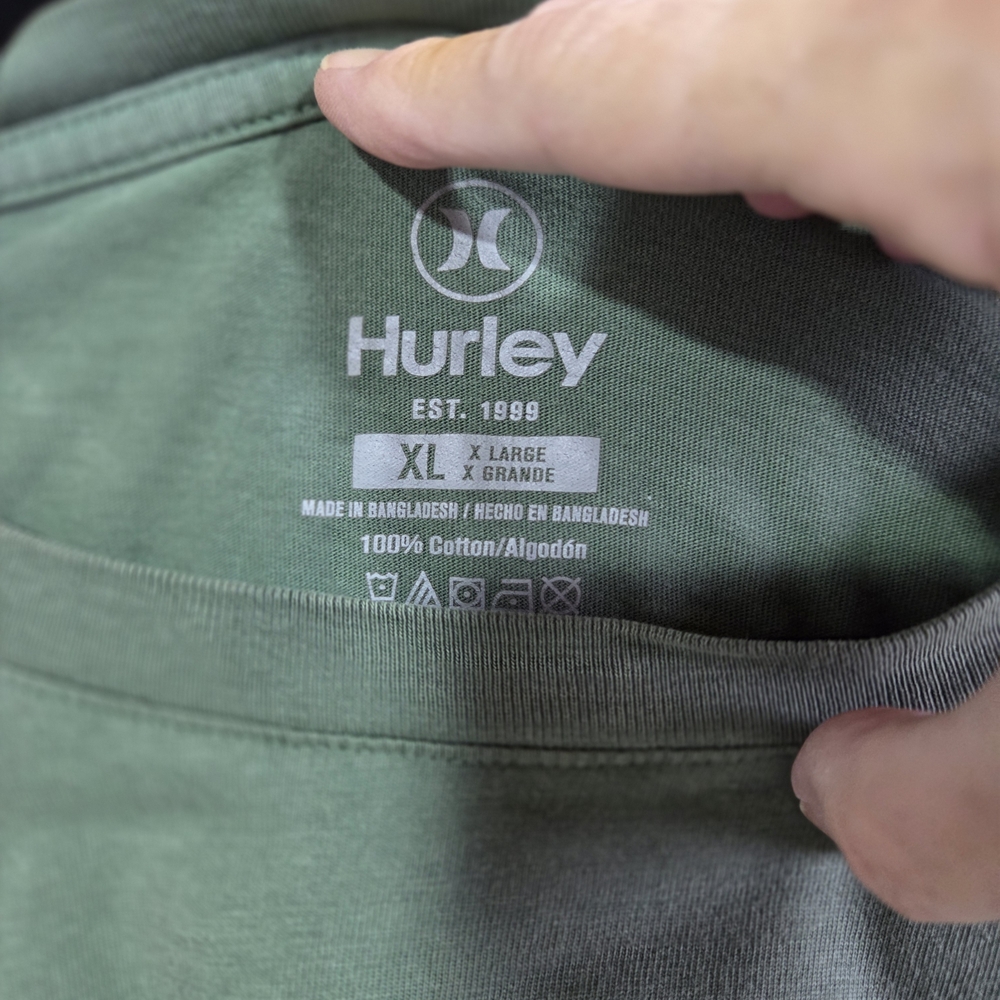 Hurley Surf Graphic Tee Men's XL Sage Green Sunset Logo 100% Cotton Beach - Picture 4 of 4